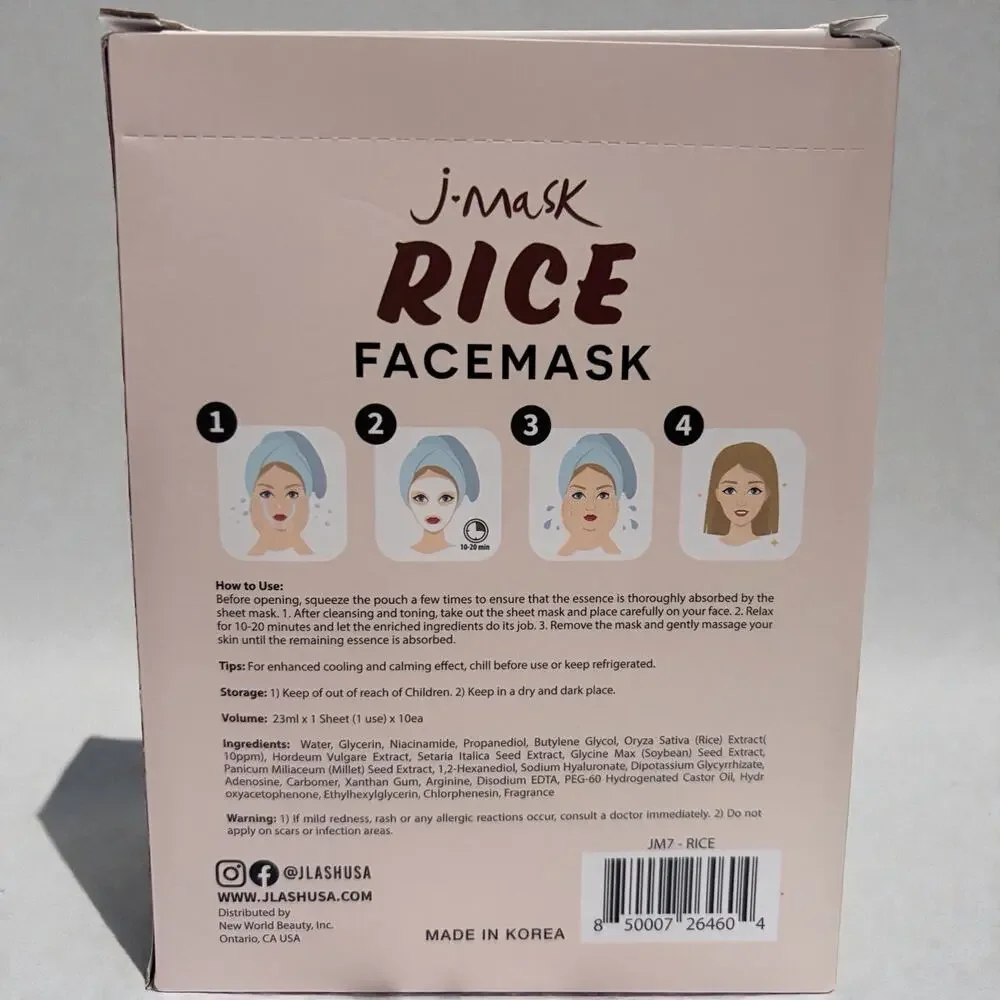 J Mask Rice Face Mask - Brightening & Firming Box Of 10